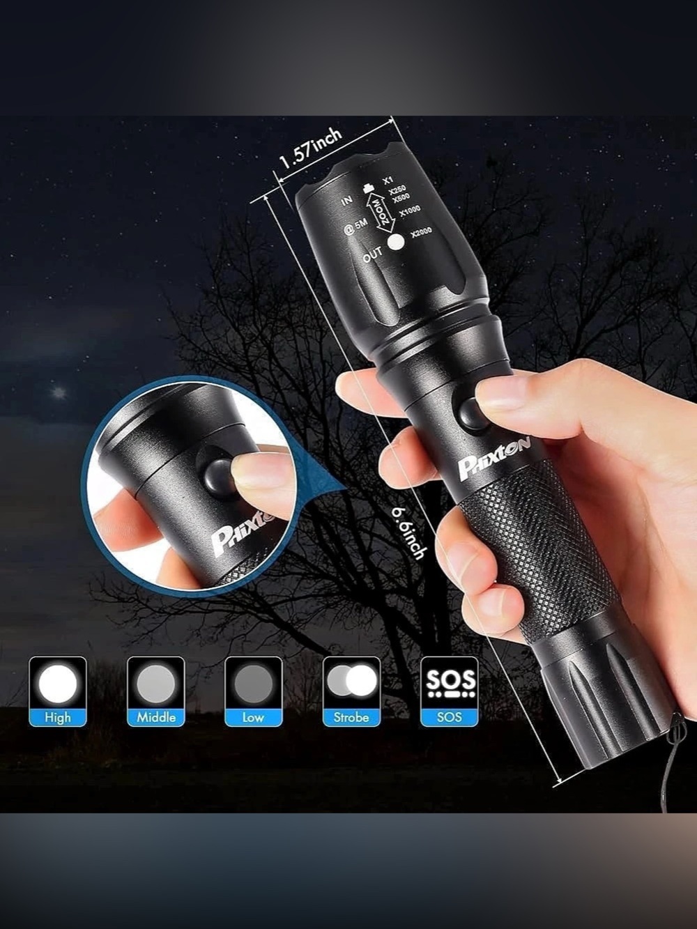PHIXTON Rechargeable Tactical Flashlight
